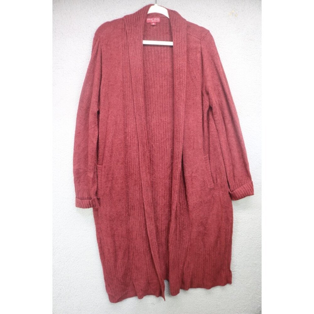 Barefoot Dreams Cozy Chic Burgundy Sweater-Duster-XL-Pockets-Soft‎